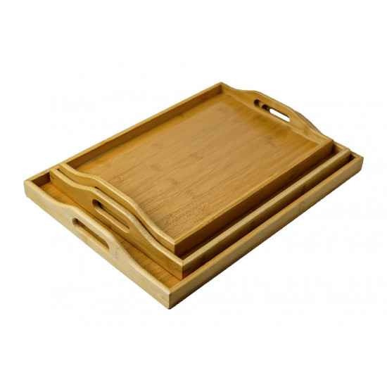 طقم صينية تقديم بامبو خشبية 3 قطع