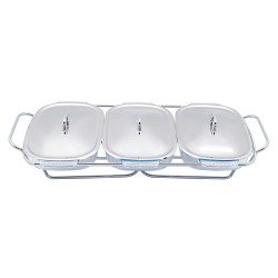 سخان بوفية استيل فضي 3 قاعدة شمع مقاس 1.5 لتر  سخان بوفية استيل فضي 3 قاعدة شمع مقاس 1.5 لتر