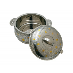 حافظة طعام استيل بنقش ورد حجم 2.5 لتر