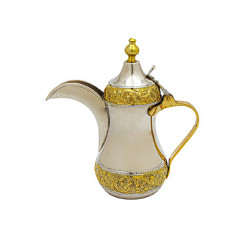 طقم دلة فاخر للقهوة العربية باصرة ذهبي وفضي 3 قطع 