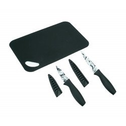 طقم سكاكين مع لوح تقطيع أسود طقم سكاكين مع لوح تقطيع أسود