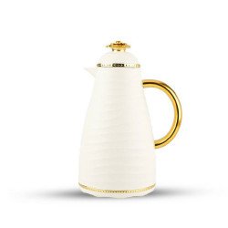 ترمس شاي باصرة أبيض بمقبض ذهبي 1 لتر ترمس شاي باصرة أبيض بمقبض ذهبي 1 لتر