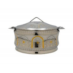 حافظة طعام استيل بنقش اسلامي حجم 3.5 لتر حافظة طعام استيل بنقش اسلامي حجم 3.5 لتر