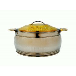 حافظة طعام استيل فضي بغطاء ذهبي  حجم 3.5 لتر حافظة طعام استيل فضي بغطاء ذهبي  حجم 3.5 لتر