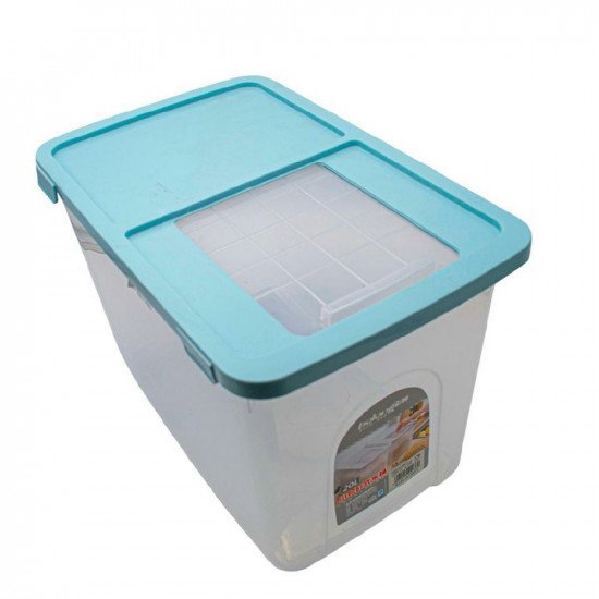 صندوق لتخزين الحبوب والأرز لون أزرق 15 كيلو