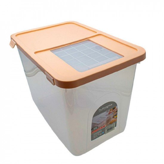 صندوق لتخزين الحبوب والأرز لون برتقالي 20 كيلو