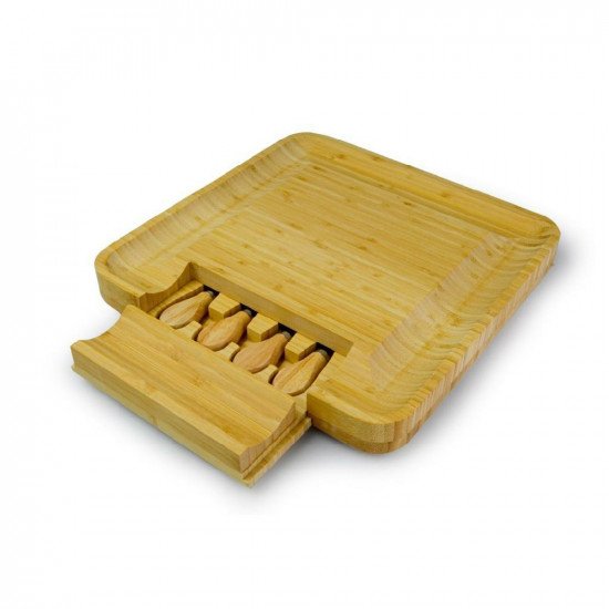 صينية خشبية لتقديم وتقطيع الجبن