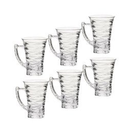 طقم أكواب شاي أحمر زجاجية 6 قطع  طقم أكواب شاي أحمر زجاجية 6 قطع