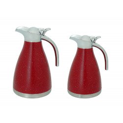 طقم ترامس شاي فاخرة قطعتين أحمر منقط حجم 1.2 - 1.5 لتر  طقم ترامس شاي فاخرة قطعتين أحمر منقط حجم 1.2 - 1.5 لتر