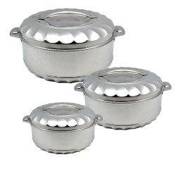 طقم حافظات طعام استيل 3 قطع حجم 1 - 1.5 - 2.5 لتر  طقم حافظات طعام استيل 3 قطع حجم 1 - 1.5 - 2.5 لتر