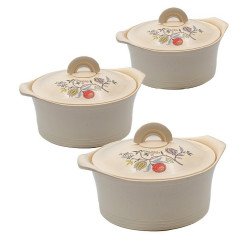 طقم حافظات طعام بيج مزخرف 3 قطع حجم 1-2-2.5  لتر طقم حافظات طعام بيج مزخرف 3 قطع حجم 1-2-2.5  لتر