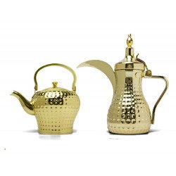 طقم دلة و براد باصرة فاخر ذهبي بسعه 1.3 - 2 لتر 