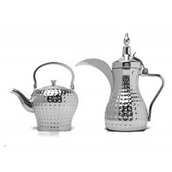 طقم دلة و براد باصرة فاخر فضي بسعه 1 - 1.6 لتر 