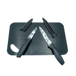 طقم سكاكين مع لوح تقطيع أسود طقم سكاكين مع لوح تقطيع أسود