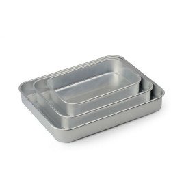 طقم صواني كيك المنيوم مستطيل الشكل ثلاثة قطع طقم صواني كيك المنيوم مستطيل الشكل ثلاثة قطع