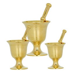 طقم هاون ومدقة 6 قطع لون ذهبي منقوش 1.5 KG طقم هاون ومدقة 6 قطع لون ذهبي منقوش 1.5 KG